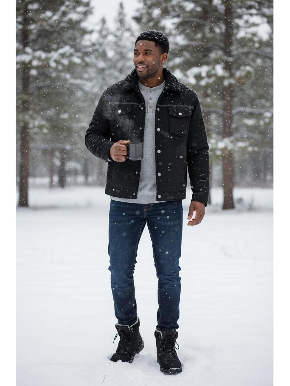 $198 UGG Men’s Janson UGGfluff Jacket II Size Medium Black 1171455